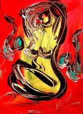 DANCE NUDE   MARK KAZAV - ORIGINAL OIL PAINTING ABSTRACT MODERN ART  CANVAS ycs