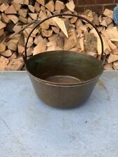 Large Antique Brass Hanging Pan Cooking Pot Cauldron 4.4kg