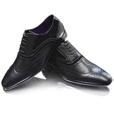 MENS ITALIAN DESIGNER BROGUES GATSBY FORMAL SMART LACE UP LEATHER SUEDE SHOES SZ