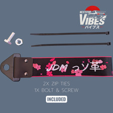 JDM Sakura Tow Strap | Pink Cherry Blossom Drift Bumper Hook | NextStopVibes UK