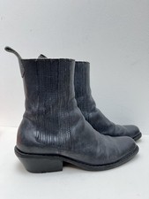 Fiorentini Baker Blue Leather Ankle Boots Size 39 (6UK) 1.5 Inch Heel