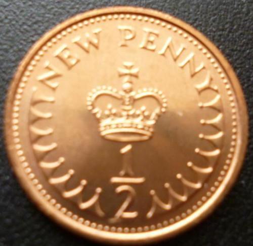 1971 half new - penny, coin
