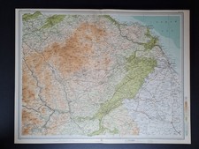 Antique 1912 Map - Berwick - Borders - Kelso - Selkirk - Galashiels- Bartholomew