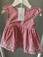 ?BEAUTIFUL Pink Gingham Embroidered Summer Dress Baby Girls 6-12 Months