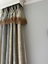 DESIGNER ROMO LUXURY FRENCH BLUE TICKING GOLDBESPOKE THERMAL INTERLINED CURTAINS