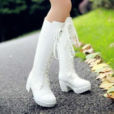 Womens Lace Up Knee High Boots