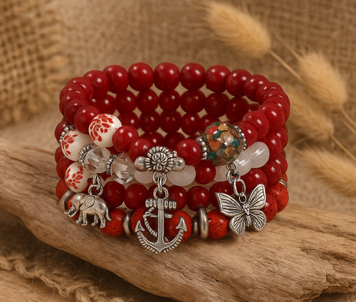 Bohemian ruby red charm - ruby,