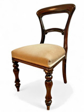 Pair or Single Antique Victorian Balloon Back Chair Mahogany Upholstered Seat