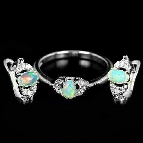 Silver opal earring ring - opal,