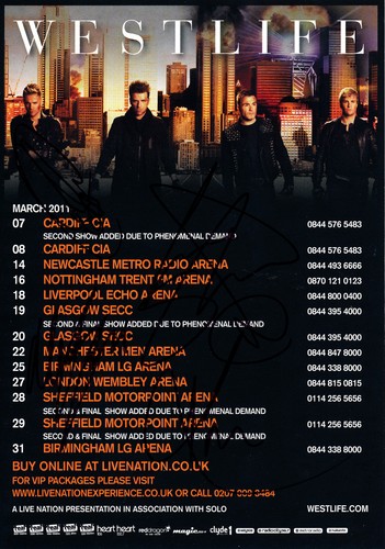 Westlife band signed 2011 tour - westlife, band-signed