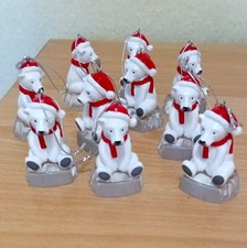 TEN Polar Bear hanging Christmas tree decorations