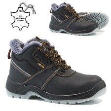MENS LEATHER SAFETY BOOTS FULL FUR ANKLE HIKING STEEL TOE CAP WORK HIKER SHOES