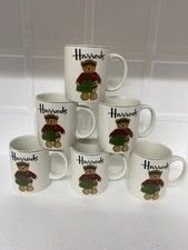 6 x Harrods Coffee Mugs Teddy Bear With Bag Tea Coffee Birthday Gift