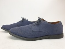 TOPMAN Shoes Mens Size 8 EU 42 Navy Blue Perforated Faux Suede Shoe