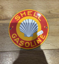 Shell Gasoline enamel sign on