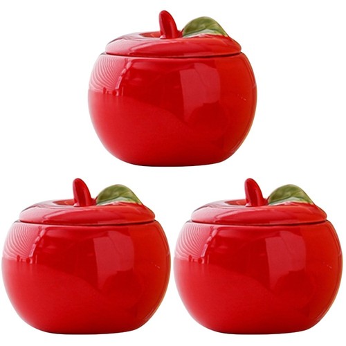 3pcs red ceramic canisters - 3pcs,