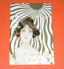 ORIGINAL  RAPHAEL KIRCHNER  ART NOUVEAU GLAMOUR POSTCARD, FEMMES SOLEIL.