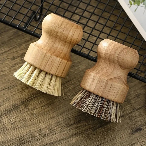 Natural bamboo dish brush set - bamboo,