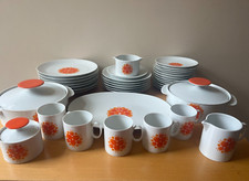 Retro, Thomas Germany Porcelain. Orange Pinwheel Tableware, Sold Separately