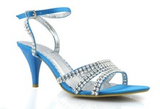 WOMEN'S PARTY PROM SIMULATED DIAMANTE WEDDING BRIDAL SANDALS SHOES UK SIZE F-439