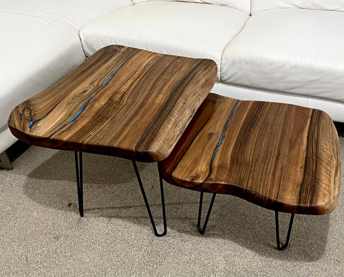 Live edge walnut coffee table - edge,