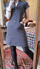 Copenhagen Designer Vintage 1960s Style Cotton Mini Dress Spotty Disco 10 8