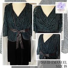 Evening Outfit Size 18 Dress Black Teal Velvet Bolero Midi Ball Party Cruise