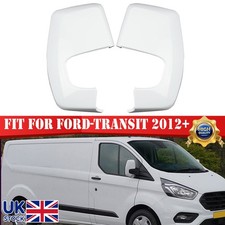 Frozen White Door Wing Mirror Cover Cap For Ford Transit Custom 12-23 Left+Right