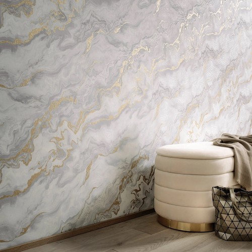 Grey marble effect wallpaper - grey,