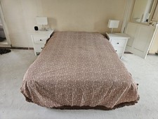 Vintage St Michael Brown Floral Bedspread Fringed Single or Small Double