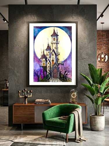 Framed gothic castle dark - framed,
