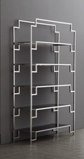 Stainless Steel Silver  Glass Shelving Unit -  Etagere Bookcase RRP £749
