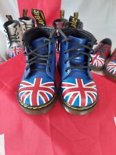 Baby Dr. Martens Boots Size 3 Royal Blue with Handpainted Union Jack Design