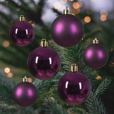 30 Fig Purple Christmas Tree Baubles Shatterproof Hanging Decoration 4cm 5cm 6cm