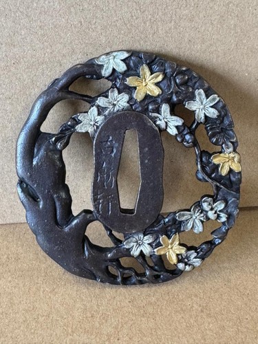 Japanese bronze sword guard - japanese,