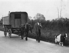 Gypsy cart on the road near