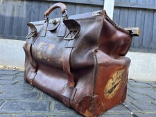 Vintage Rare Queen Mary Upcycle Display Leather Case Brass White Star Bag Derby