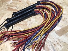 Flogger 9 tails Paddle Rainbow Genuine leather Handmade Flogger Medium Firm .UK