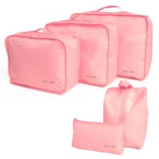 5 pcs -packing travel storage organiser suitcase backpack cubes bags - pink