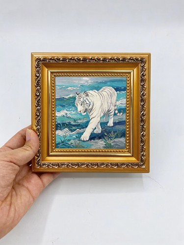 White tiger walking water - walking,