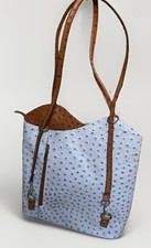 BORSE IN PELLE GREY TAN LEATHER TOTE BAG MADE IN ITALY OSTRICH PEBBLE BUMPY 