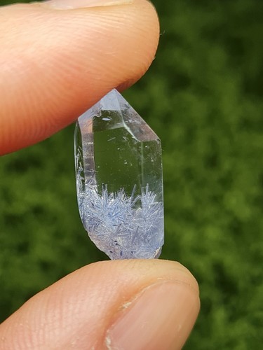 Dumortierite quartz point - dumortierite,