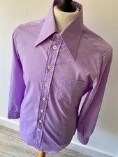 VTG mens 70's GLOBE TROTTER PURPLE DAGGER COLLAR LONG SLEEVED SHIRT 38" NEW