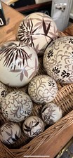 Beautiful Porcelain Carpet Decorative Balls X9 and Including Basket Vintage VGC