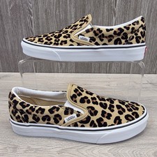 Vans Classic Slip on Tan Leopard Print Canvas Felt Unisex Trainers Sizes UK 6