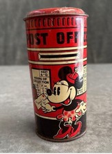 Minnie /Mickey Mouse Happynak Post Box Disney Tin Plate Money Box 1930’s