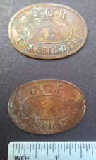 2 x GREAT CENTRAL RAILWAY G.C.R. TRAFFIC DEPT. COPPER PAY CHEQUES, GCR PAY CHECK