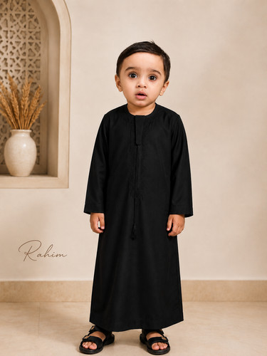 Boys black cotton thobe - cotton, kids