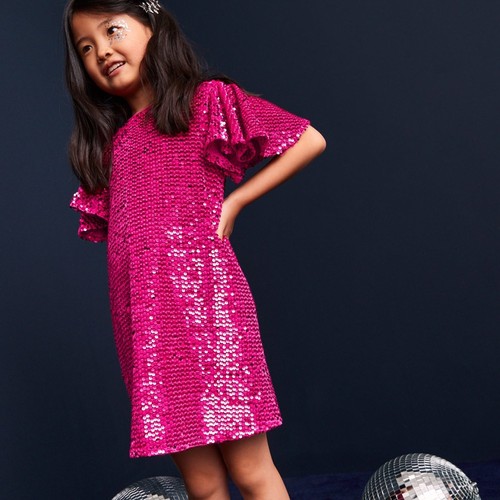Girls pink sequin dress - pink, 6