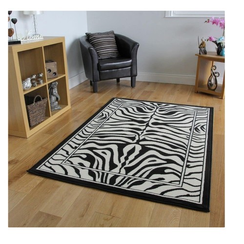 Black white zebra print rug - zebra,